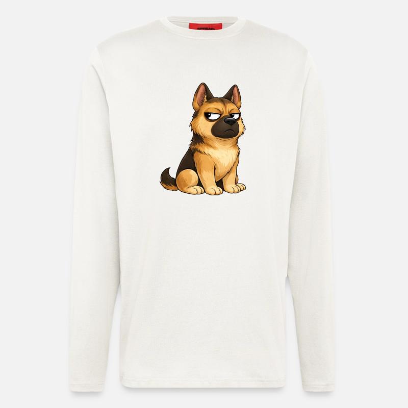 Cooler Hund Deutscher Schäferhund Skeptisch - Langarmshirt - made by SPREAD  - OFF WHITE