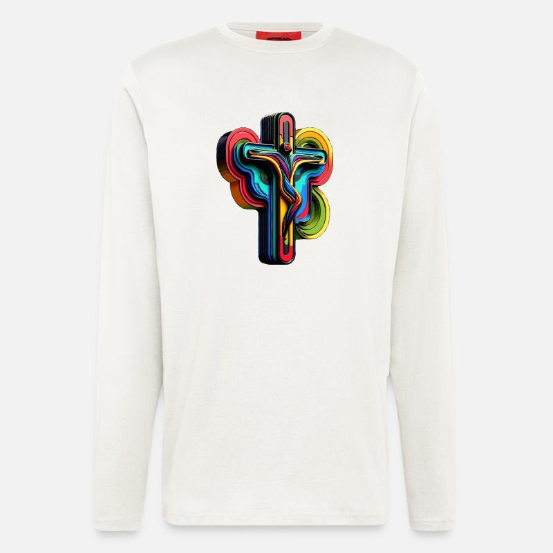 Lebendige Regenbogenkreuz-Popkunst - Langarmshirt - made by SPREAD  - OFF WHITE