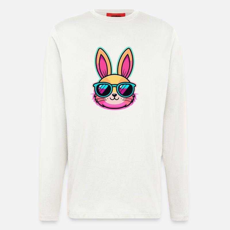 Neonhase mit bunter Brille - Langarmshirt - made by SPREAD  - OFF WHITE