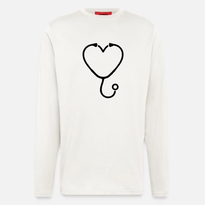 Stethoskop Herz Medizin Outline - Langarmshirt - made by SPREAD  - OFF WHITE