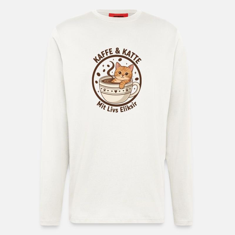 Coffee Cat in Cup: Purr Elixir - Longsleeve - made by SPREAD  - OFF WHITE
