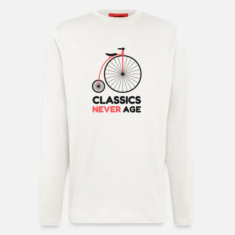 Classics Never Age Penny-Farthing Retro-Radfahren - Langarmshirt - made by SPREAD  - OFF WHITE