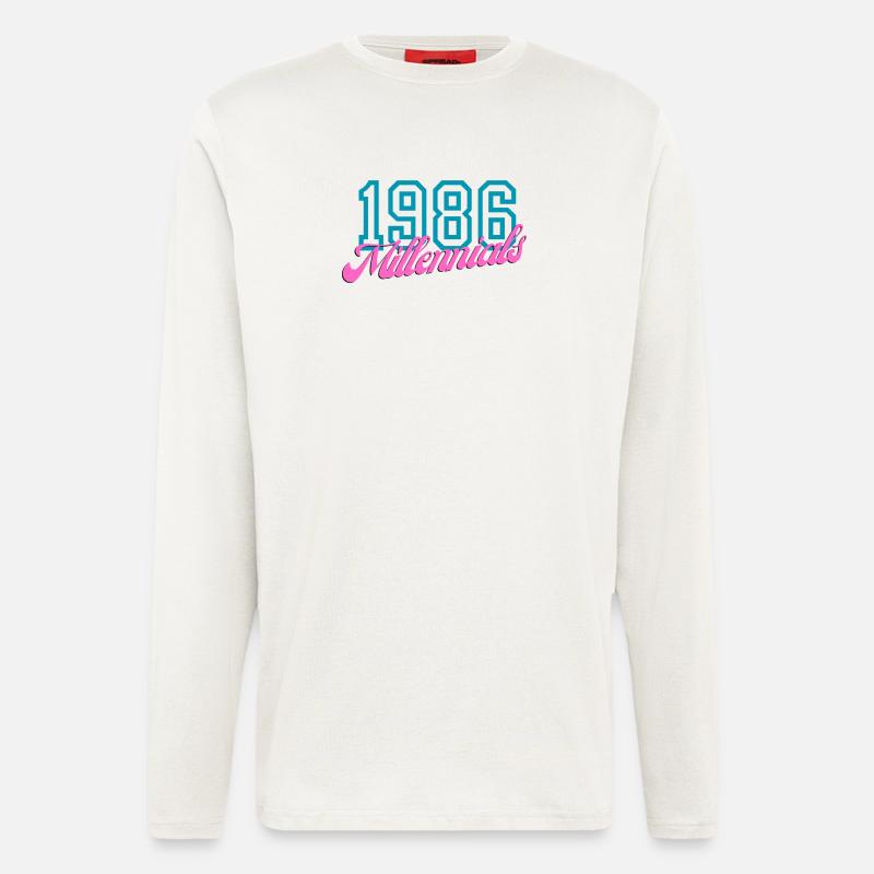 1986 Millennials Retro Numerisches Design - Langarmshirt - made by SPREAD  - OFF WHITE