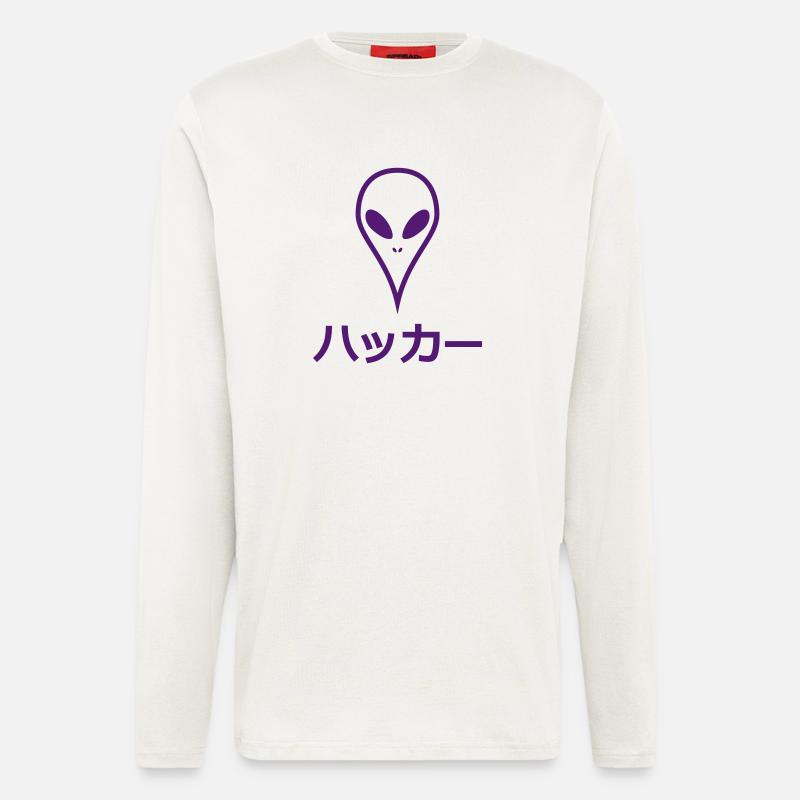 Japanischer Hacker Alien - Langarmshirt - made by SPREAD  - OFF WHITE