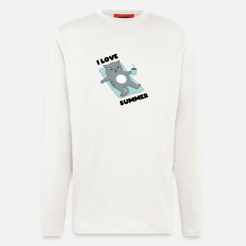 J’adore l’été - Cat Grumpy - Manches longues bio décontracté fabriqué en UE - OFF WHITE