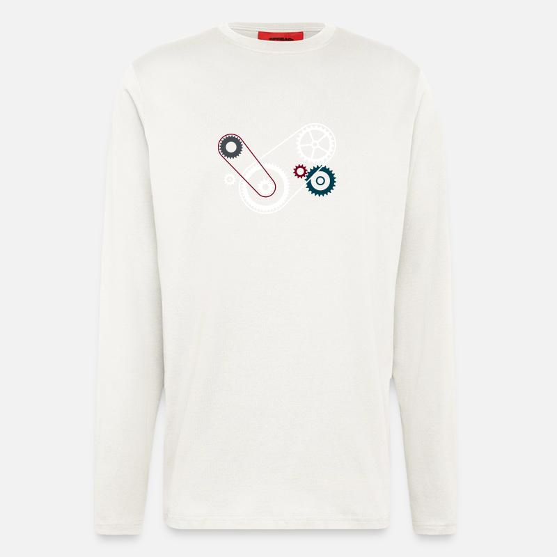 Zahnräder Getriebe Motorblock - Langarmshirt - made by SPREAD  - OFF WHITE