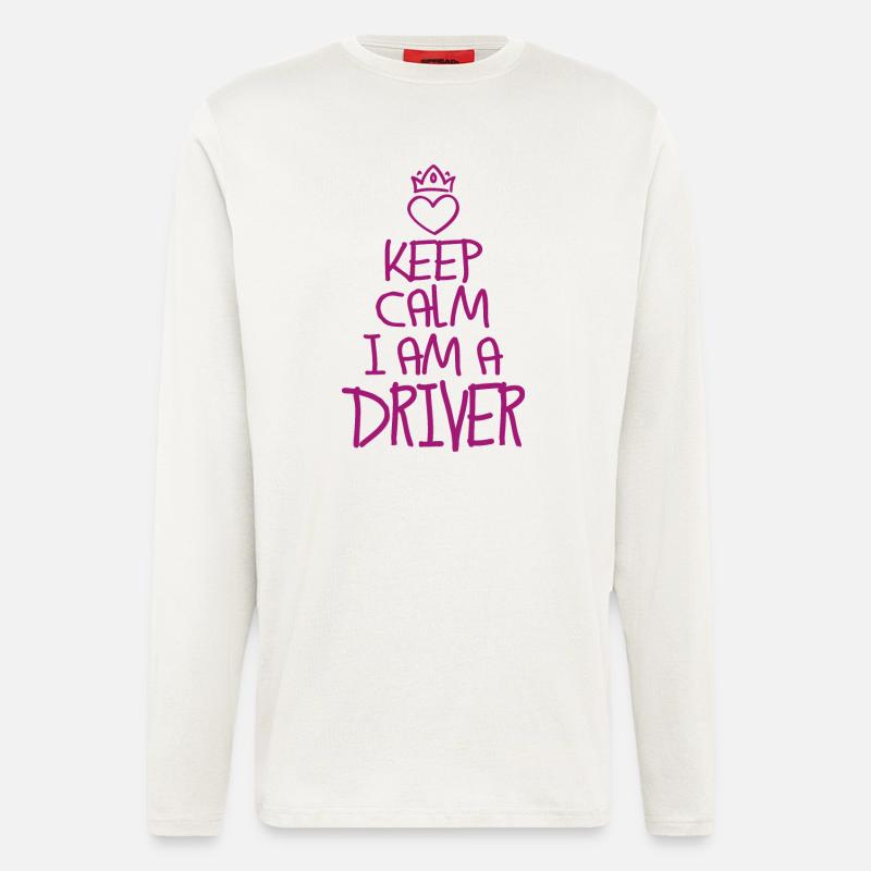 Keep Calm Driver Cool Cadeau - Manches longues bio décontracté fabriqué en UE - OFF WHITE