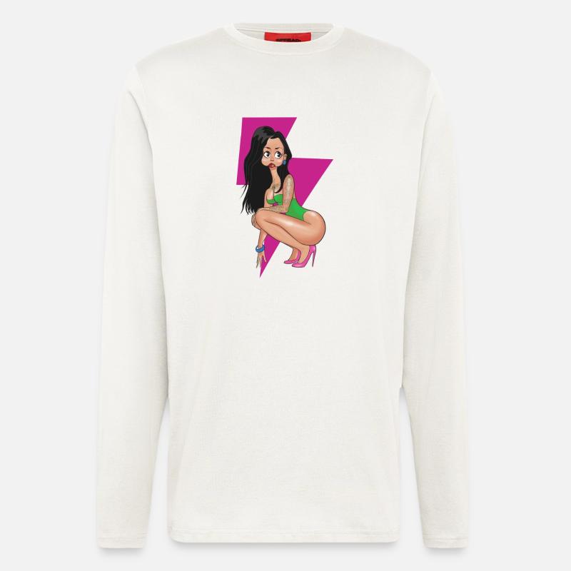 Pink Lightning Pin-up - Langarmshirt - made by SPREAD  - OFF WHITE