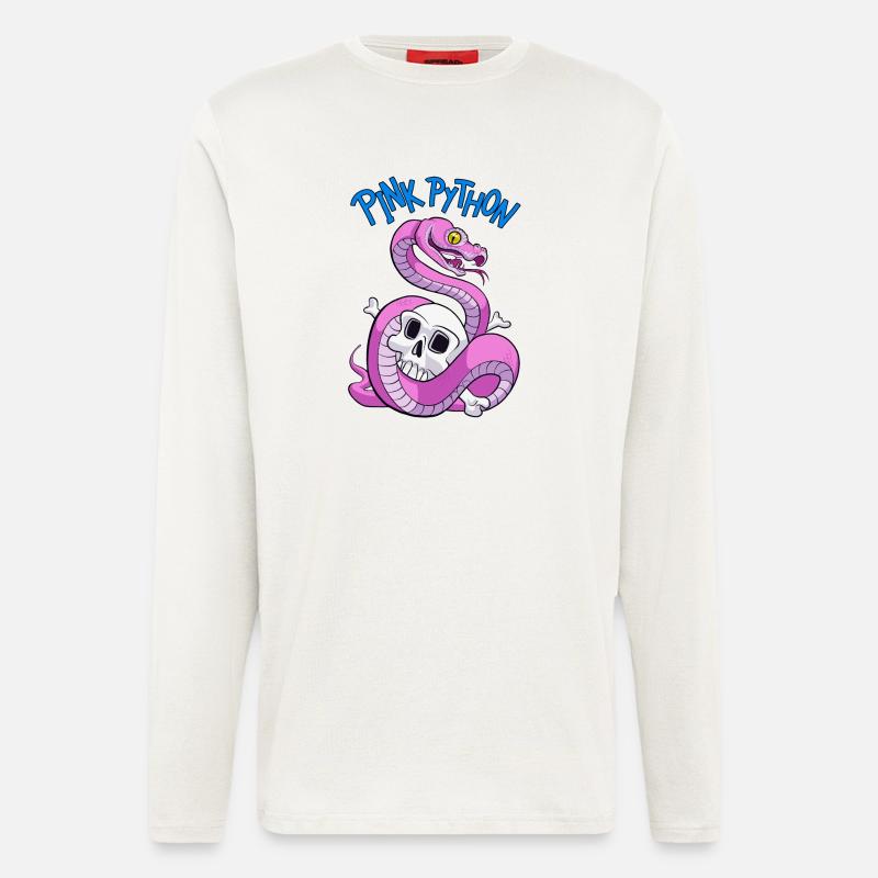 Pink Python (Blue) - Manches longues bio décontracté fabriqué en UE - OFF WHITE