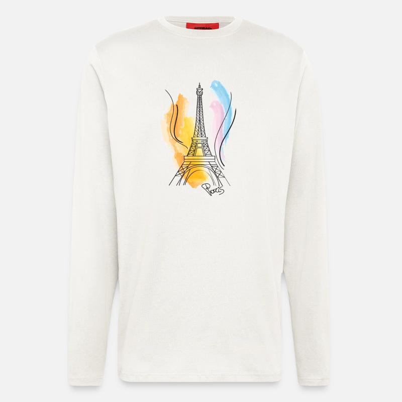 Eiffelturm Zeichnung - Langarmshirt - made by SPREAD  - OFF WHITE