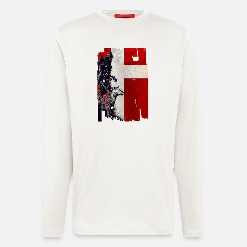 Wikinger Wolf Dänemark - Langarmshirt - made by SPREAD  - OFF WHITE