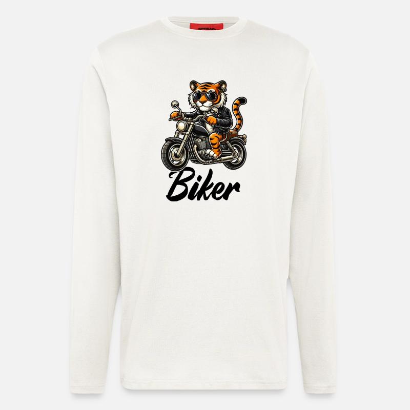 Motorrad Tiger Comic Biker - Langarmshirt - made by SPREAD  - OFF WHITE
