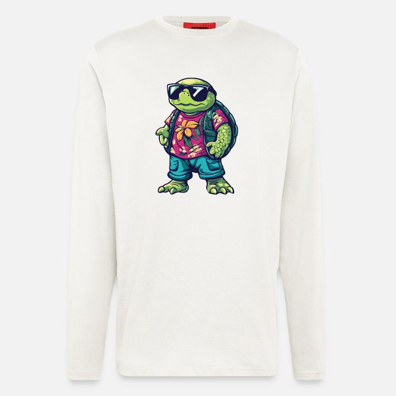 Schildkröte Comic Cool Sommer - Langarmshirt - made by SPREAD  - OFF WHITE