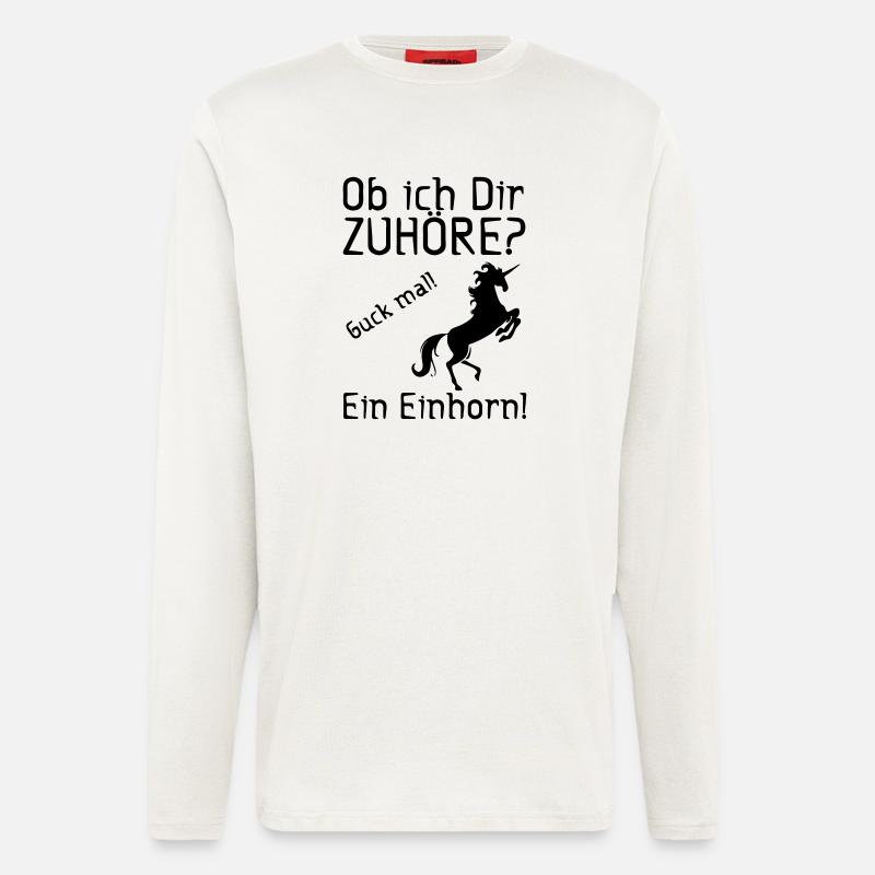 Guck mal! Ein Einhorn! Geschenk - Langarmshirt - made by SPREAD  - OFF WHITE