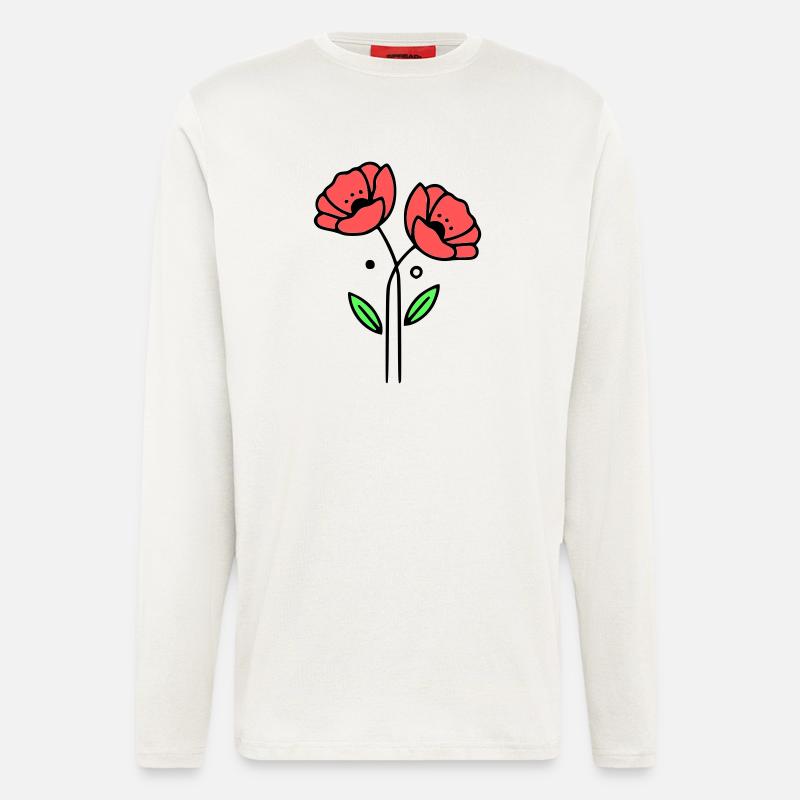 mohnblume-mohnblumen-minimalistisch-line-art-5 - Langarmshirt - made by SPREAD  - OFF WHITE
