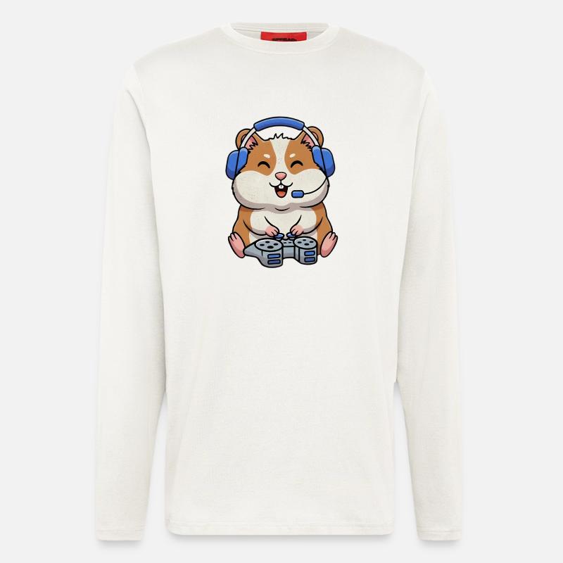 Hamsters pendant le jeu - Manches longues bio décontracté fabriqué en UE - OFF WHITE