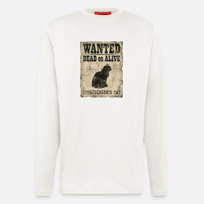 Schrödingers Katze gesucht Tot-oder-lebendig Physik-Wortspiel - Langarmshirt - made by SPREAD  - OFF WHITE