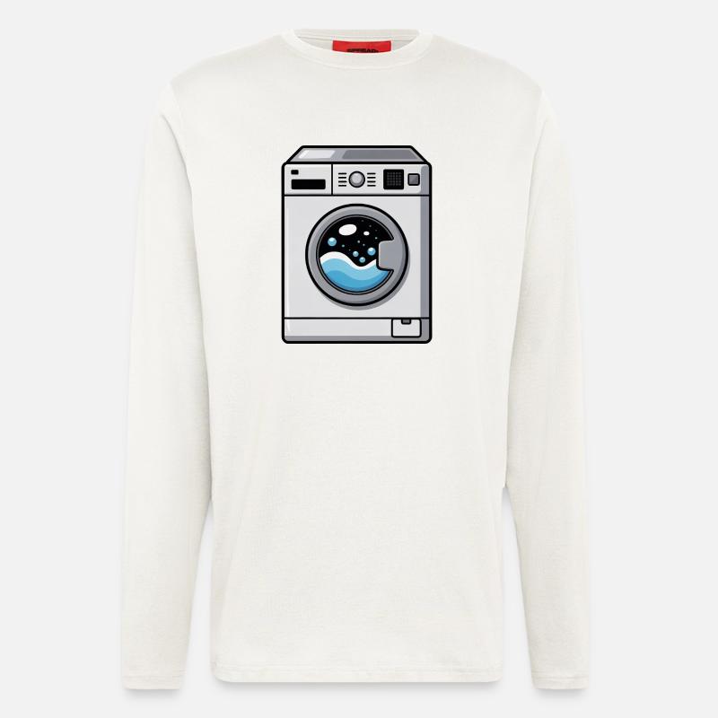 Waschmaschine Comic süß Kawaii - Langarmshirt - made by SPREAD  - OFF WHITE