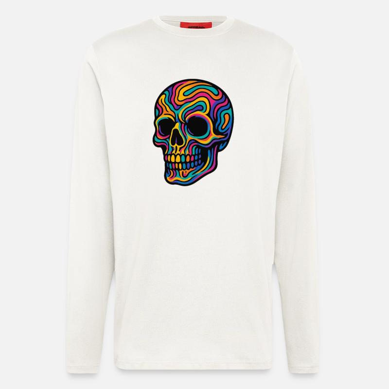 Psychedelischer Totenkopf – Trippy Skull Design - Langarmshirt - made by SPREAD  - OFF WHITE
