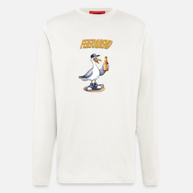 Feierabend Möwe Bierlustiger Spruch - Langarmshirt - made by SPREAD  - OFF WHITE