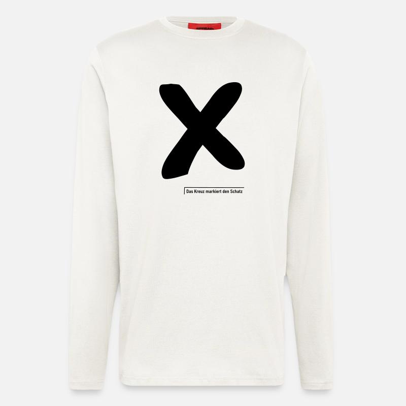 Kreuz markiert den Schatz - Langarmshirt - made by SPREAD  - OFF WHITE