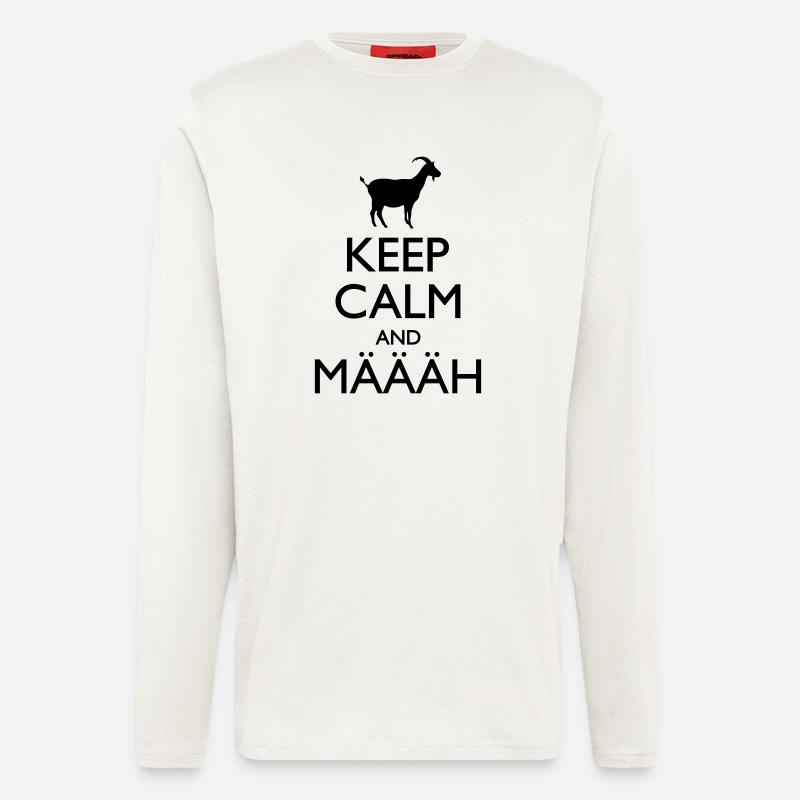 Keep Calm And Määäh - Manches longues bio décontracté fabriqué en UE - OFF WHITE