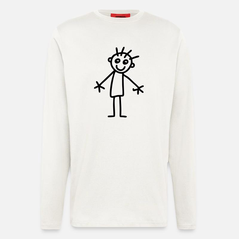Strichmännchen Kinderzeichnung - Langarmshirt - made by SPREAD  - OFF WHITE