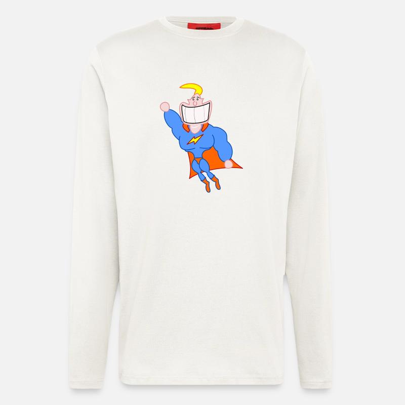 Lustiger Superheld - Langarmshirt - made by SPREAD  - OFF WHITE