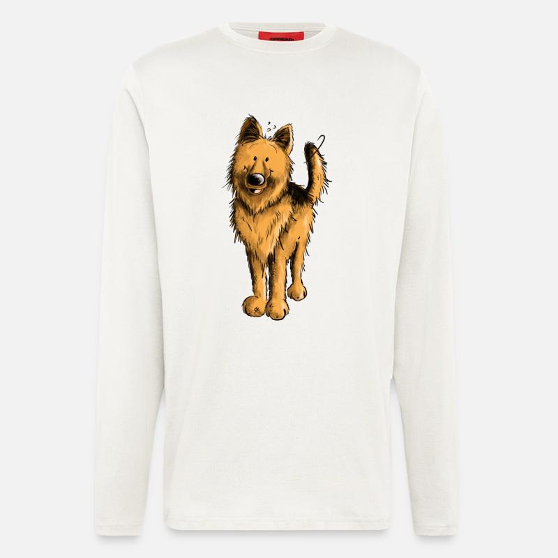 Lustiger Deutscher Schäferhund DSH Hund Comic - Langarmshirt - made by SPREAD  - OFF WHITE