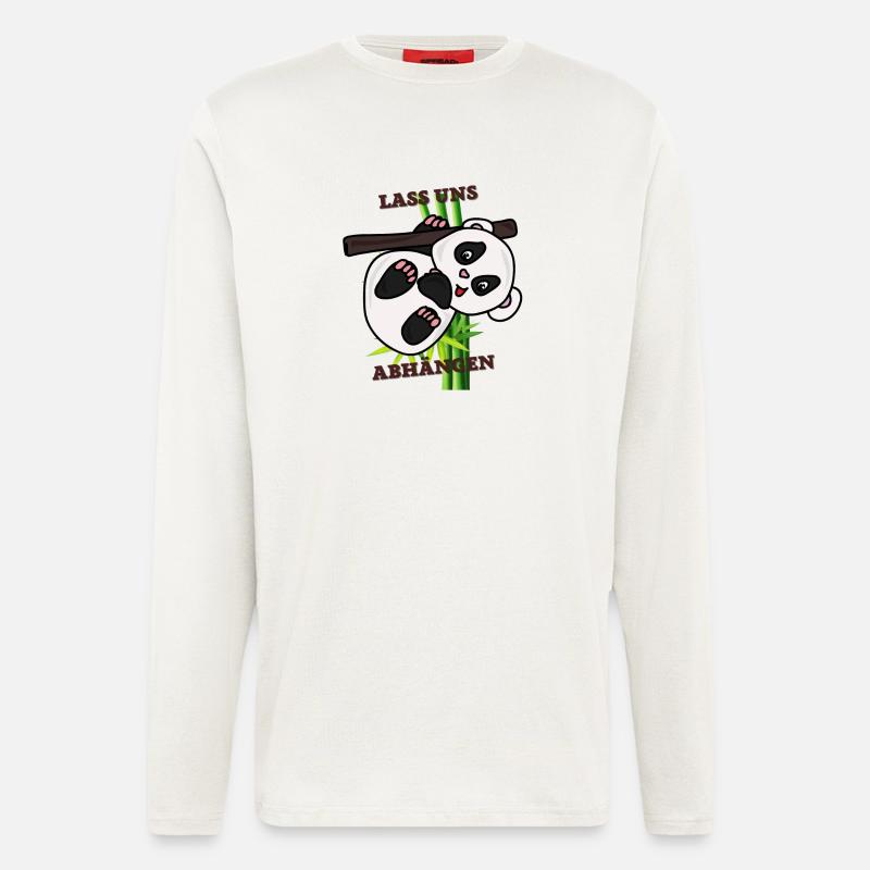 Kawaii Panda Mit Bambus und Spruch - Langarmshirt - made by SPREAD  - OFF WHITE