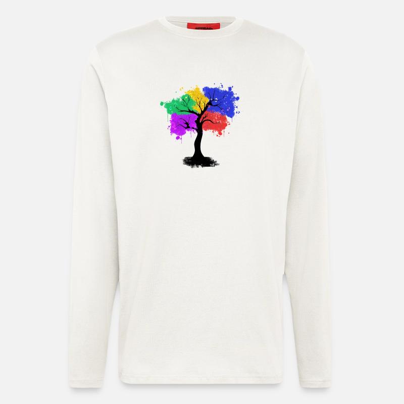 Arbre de couleur - Manches longues bio décontracté fabriqué en UE - OFF WHITE