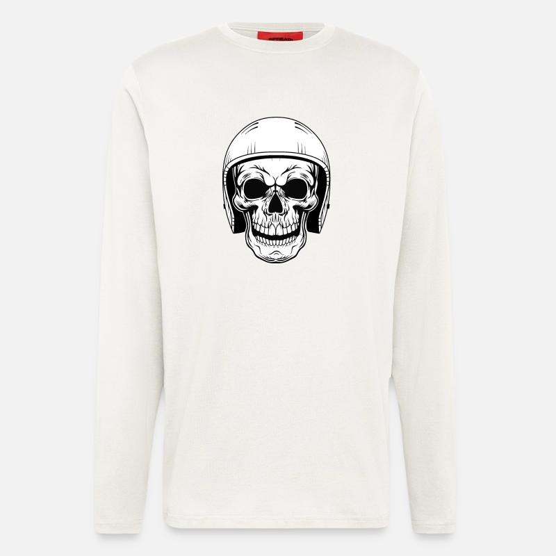 BIKER SKULL - Longsleeve - made by SPREAD - OFF WHITE