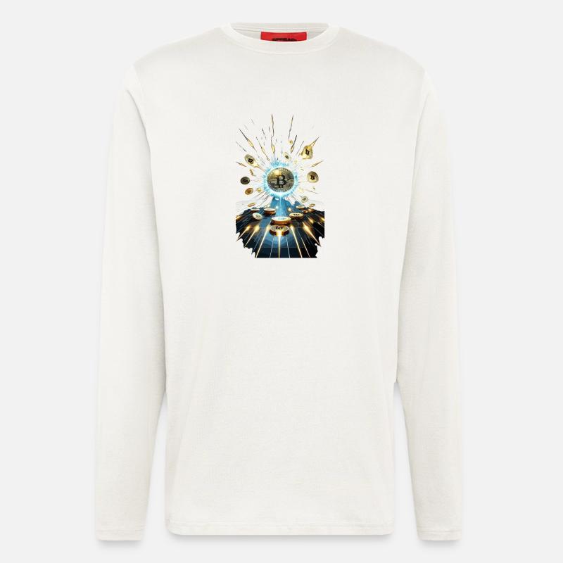 Bitcoin Explosion Digital Art Design - Langarmshirt - made by SPREAD  - OFF WHITE