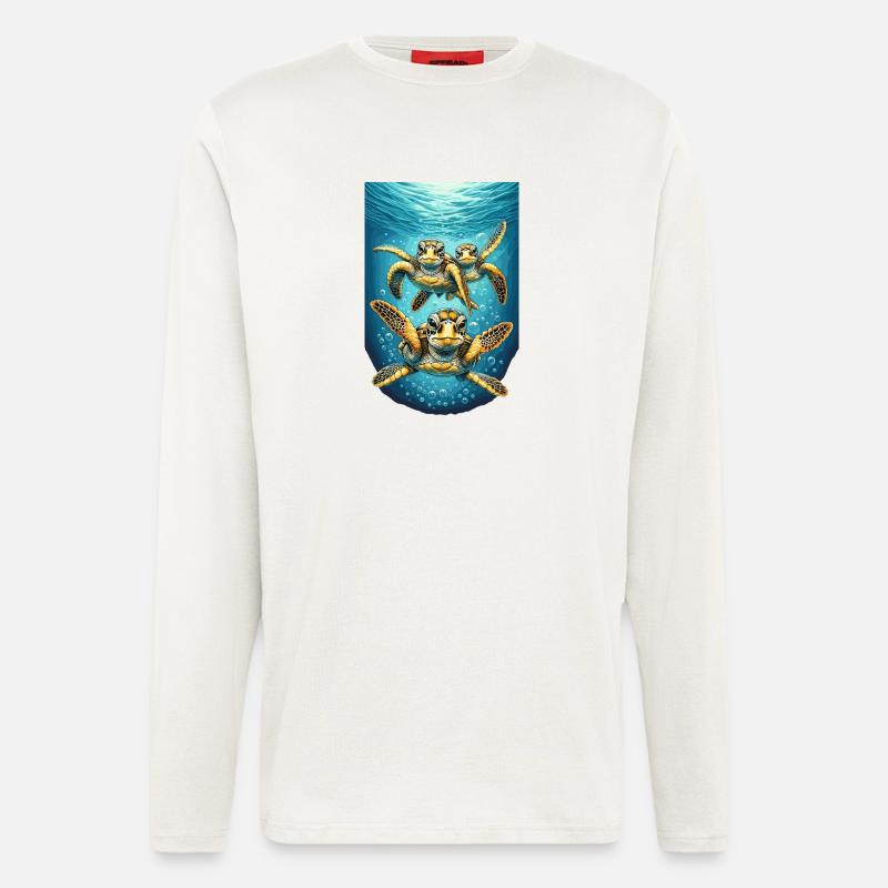 Turtle Abstraction Unterwasserdesign - Langarmshirt - made by SPREAD  - OFF WHITE