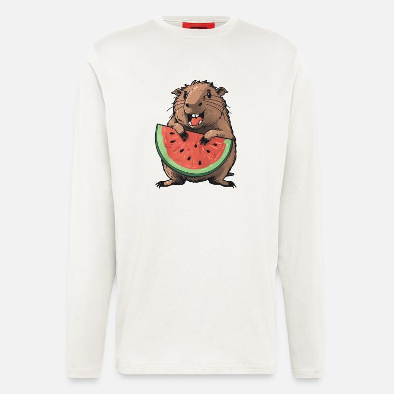 Capybara isst Wassermelone - Langarmshirt - made by SPREAD  - OFF WHITE
