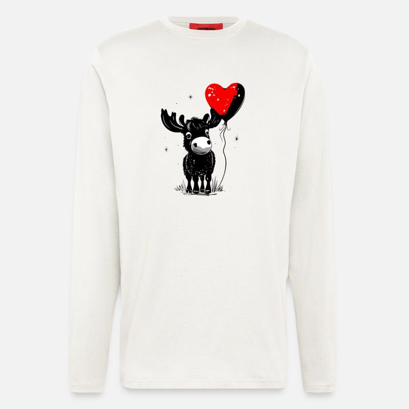 Elch mit Herz Luftballon - Heartful Creatures - Langarmshirt - made by SPREAD  - OFF WHITE