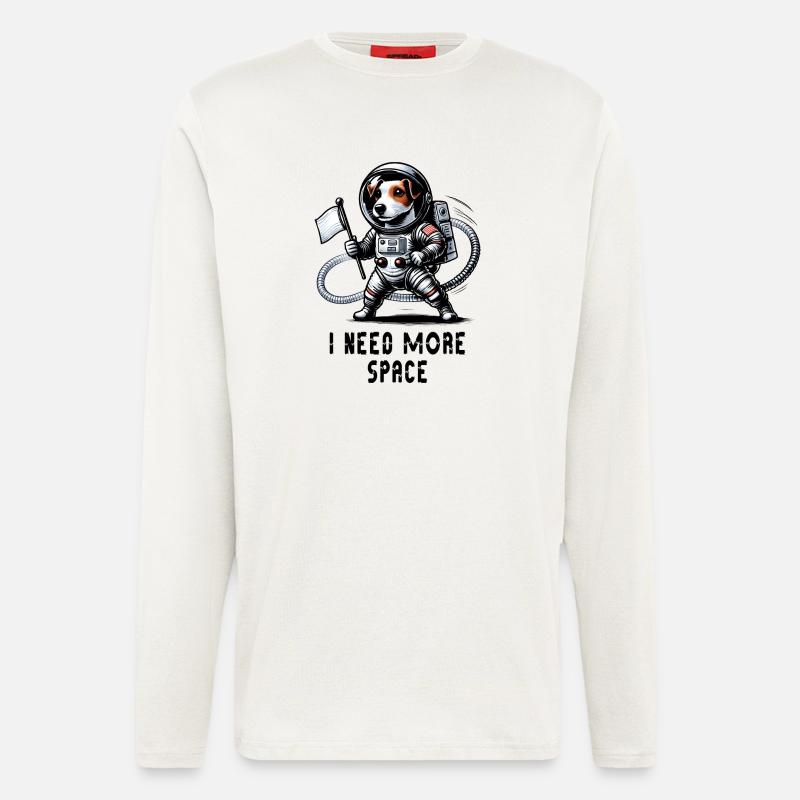 Astronaute Jack Russell Terrier - Manches longues bio décontracté fabriqué en UE - OFF WHITE