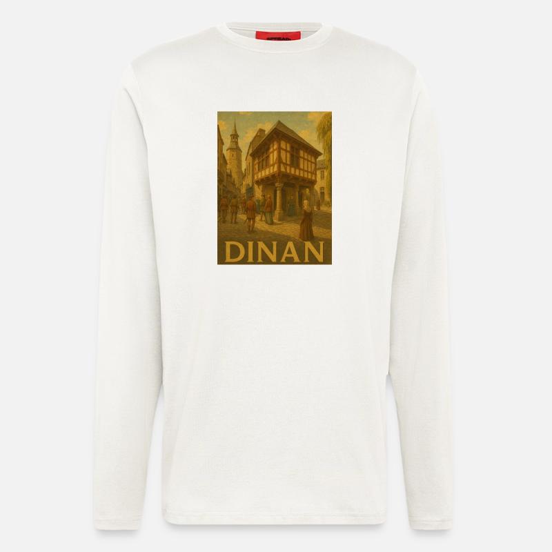 Mittelalterliches Stadtleben in Dinan - Langarmshirt - made by SPREAD  - OFF WHITE