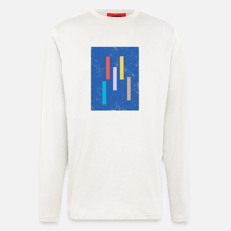 Abstrakter Farbmix auf Blauem Hintergrund - Langarmshirt - made by SPREAD  - OFF WHITE