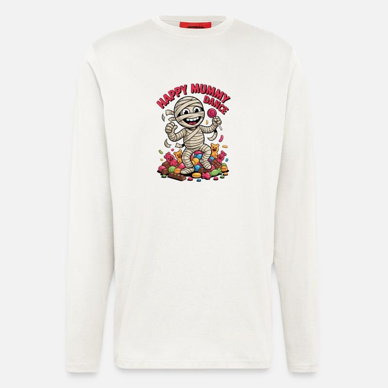 Fröhliche Mumientänzerin auf Süßigkeitenhintergrund - Langarmshirt - made by SPREAD  - OFF WHITE