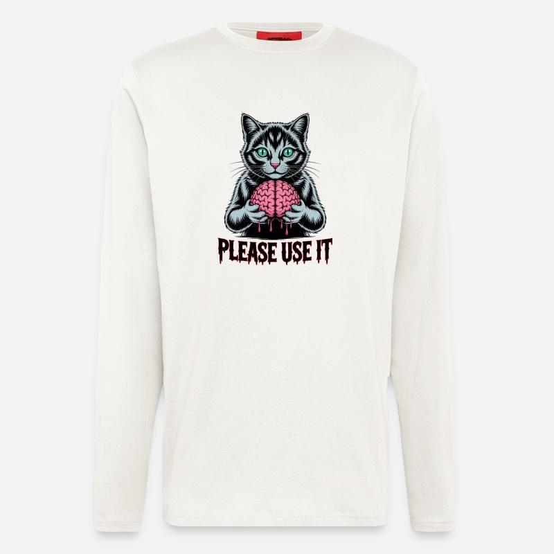 Zombie-Katze, bitte benutzen Sie sie - Langarmshirt - made by SPREAD  - OFF WHITE