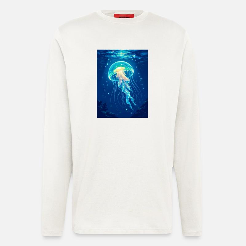 Bioluminescent Jellyfish  A floating light - Langarmshirt - made by SPREAD  - OFF WHITE