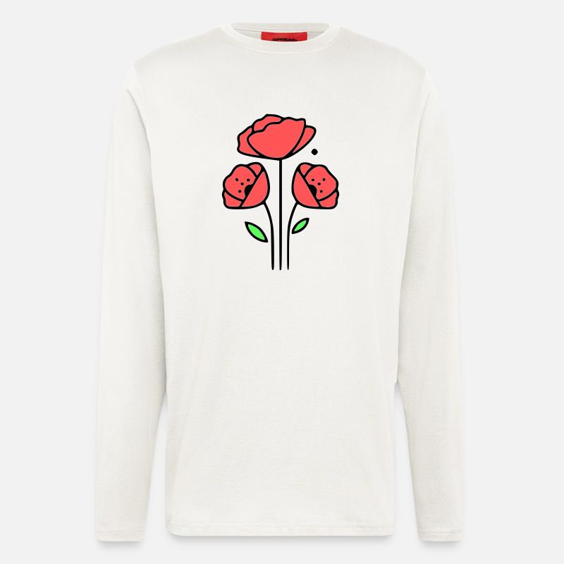 mohnblume-mohnblumen-minimalistisch-line-art-1 - Langarmshirt - made by SPREAD  - OFF WHITE
