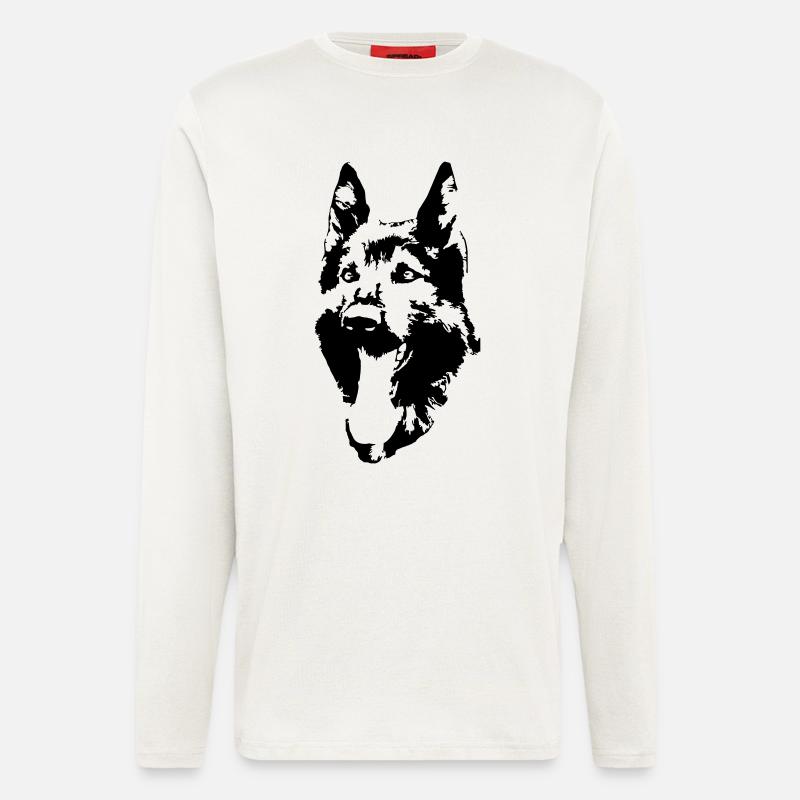 Deutscher Schäferhund Kopf - Langarmshirt - made by SPREAD  - OFF WHITE