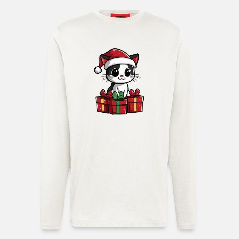 Katze Weihnachten Geschenke - Langarmshirt - made by SPREAD  - OFF WHITE