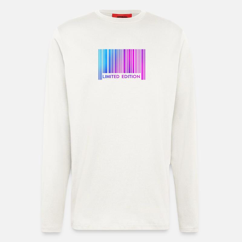 ÉDITION LIMITÉE - CODE-BARRES - Manches longues bio décontracté fabriqué en UE - OFF WHITE