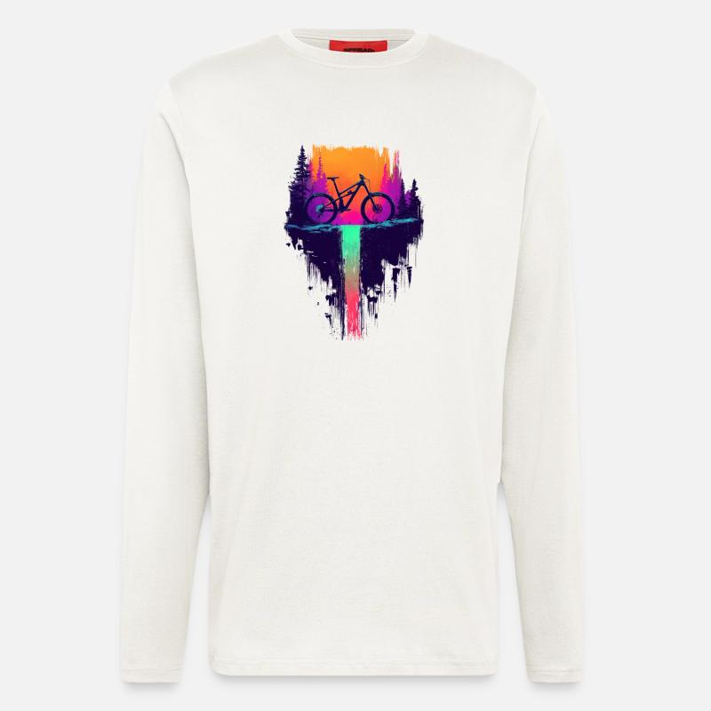 Mountainbike Downhill Wasserfall - MTB Geschenk - Langarmshirt - made by SPREAD  - OFF WHITE