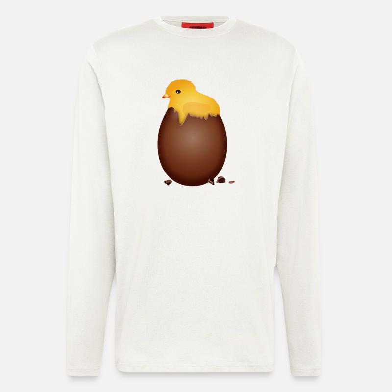 Chocolate Easter Egg with Cute Chick - Longsleeve - made by SPREAD  - OFF WHITE
