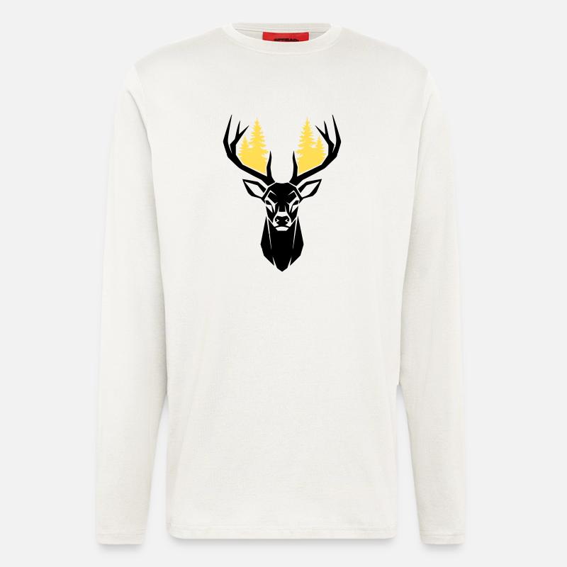 Hirschkopf Wald Silhouette - Langarmshirt - made by SPREAD - OFF WHITE