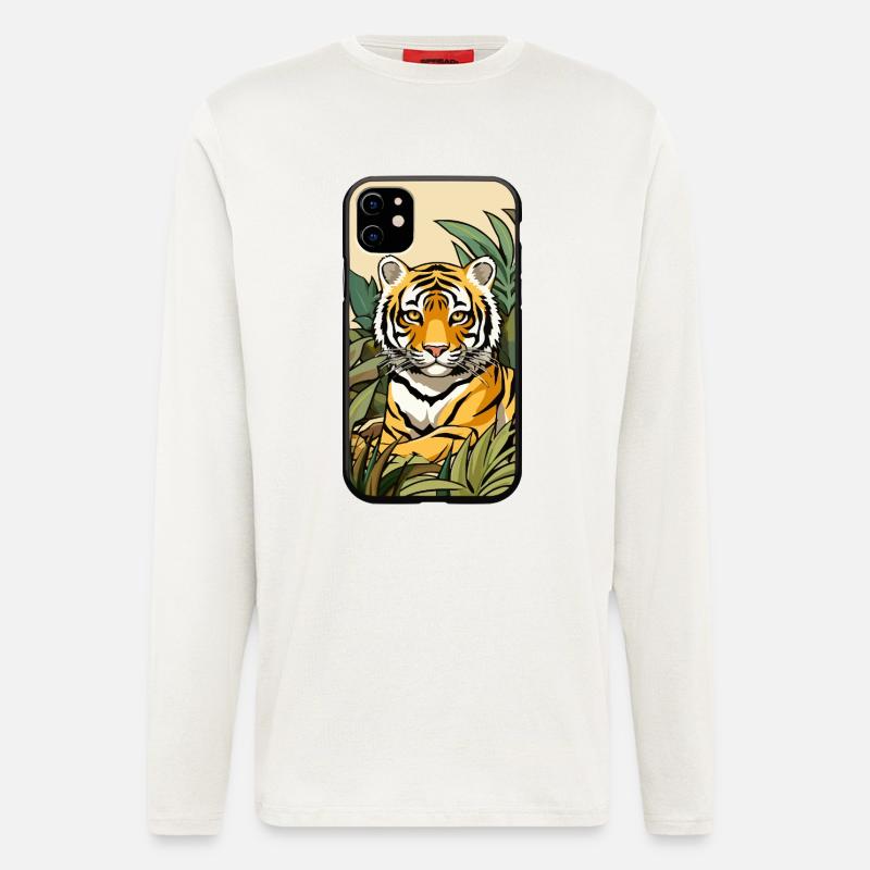 Tiger Dschungel Farbexplosion - Langarmshirt - made by SPREAD  - OFF WHITE